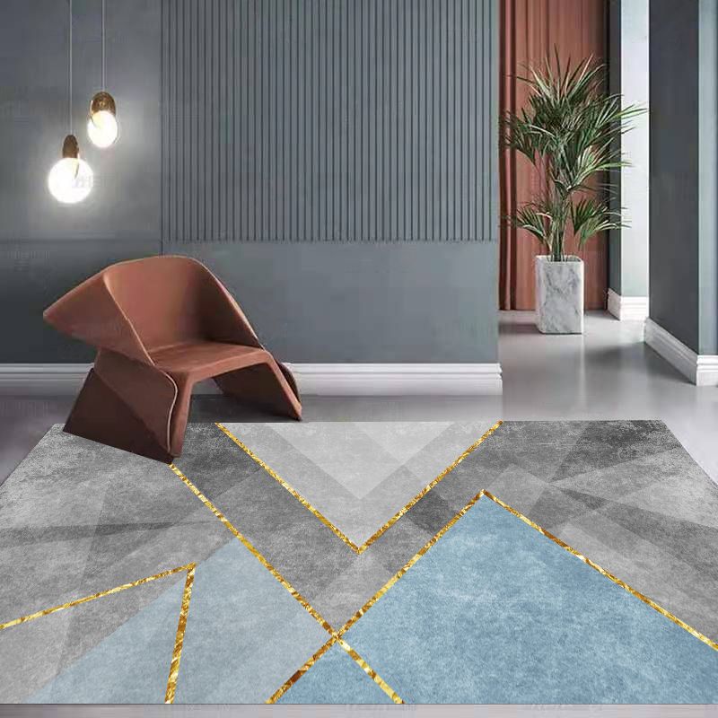 Orange Powder Modern Carpet PVC Striped Carpet Washable Carpet for Living Room