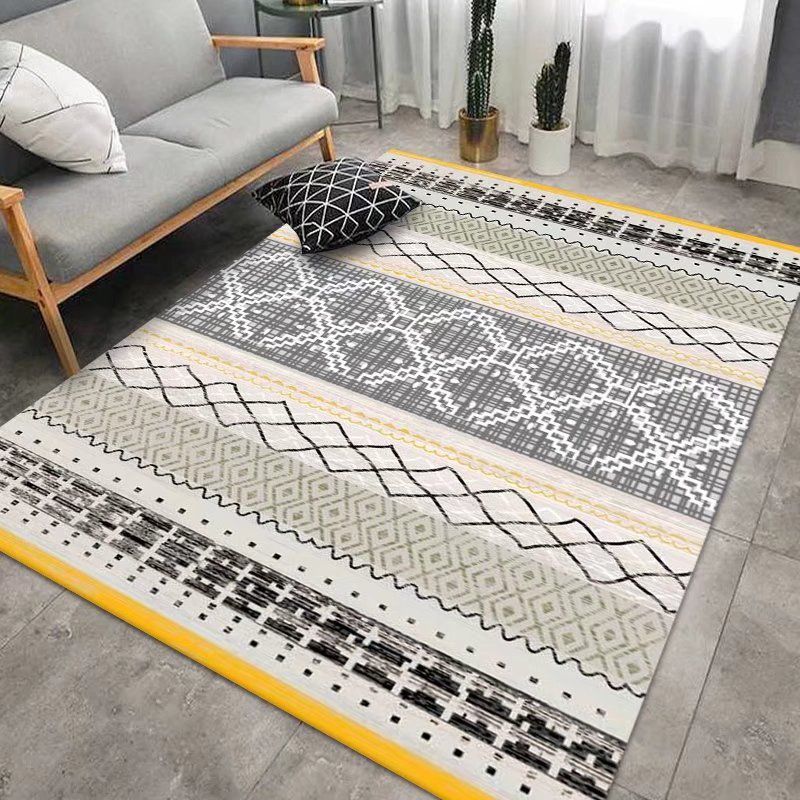 Apricot Morocco Rug Polyester Geometry Rug Washable Rug for Sitting Room