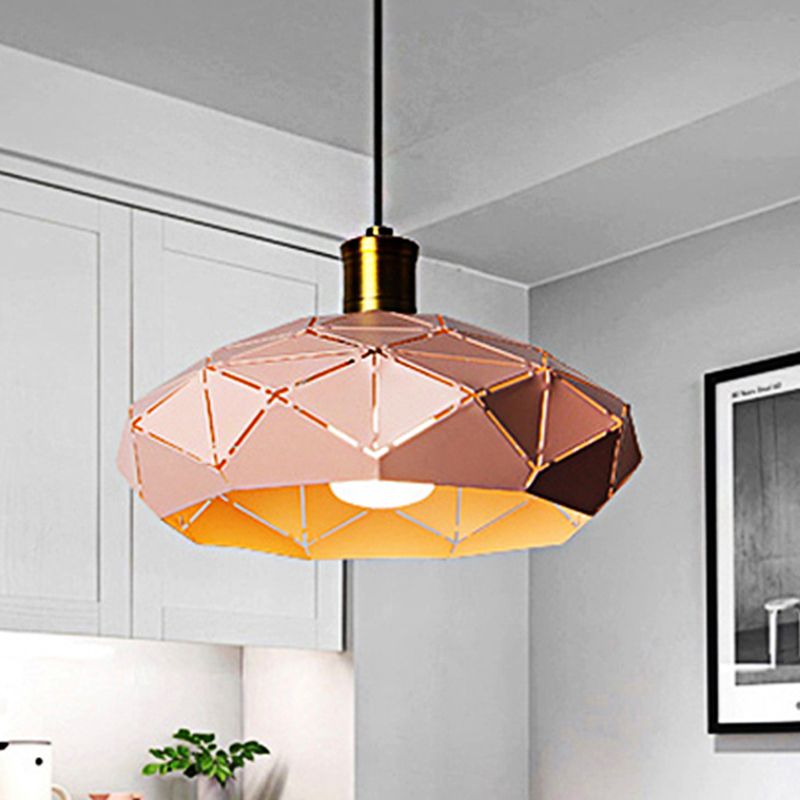 Macaron Facet Cap Shape Hanging Light Metal 1 Head Pendant Light for Kindergarten