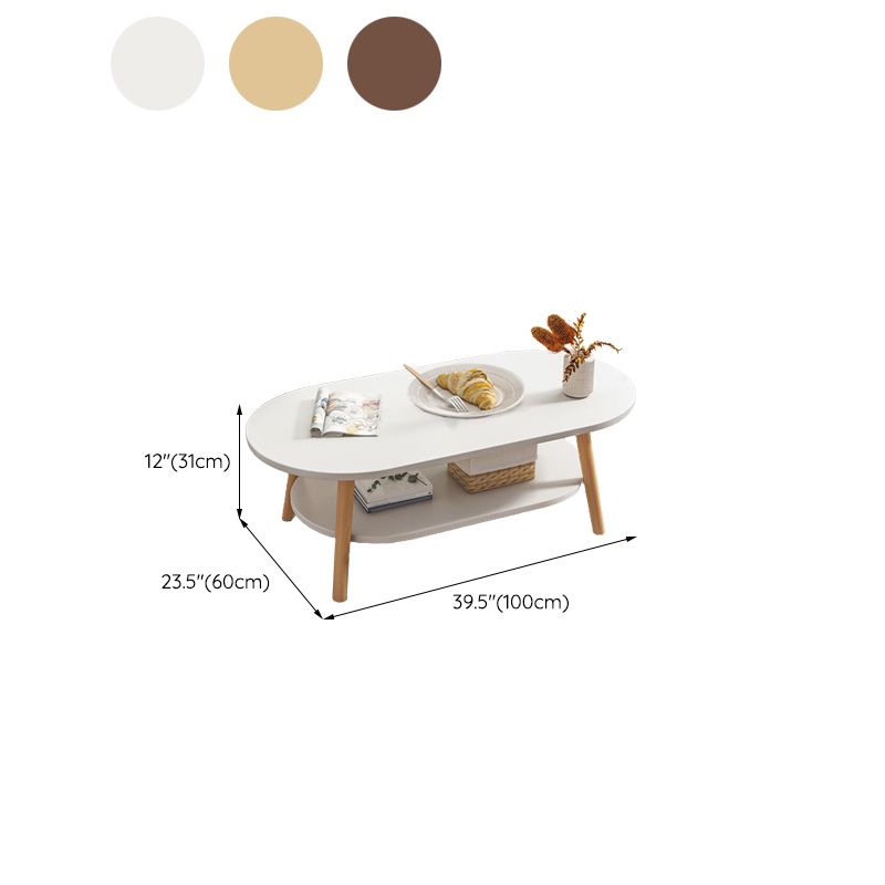 Four Legs Coffee Table Artificial Wood Coffee or End Table with Shelf