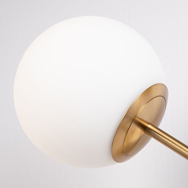 Living Room Wall Lamp Modern Style Brass Wall Sconce with White Glass Ball Shade