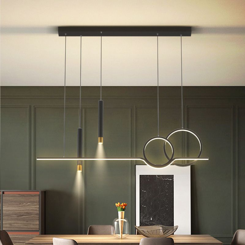 Multiple-Light Geometric Island Light Fixtures Modern Metal Island Pendant Dining Room