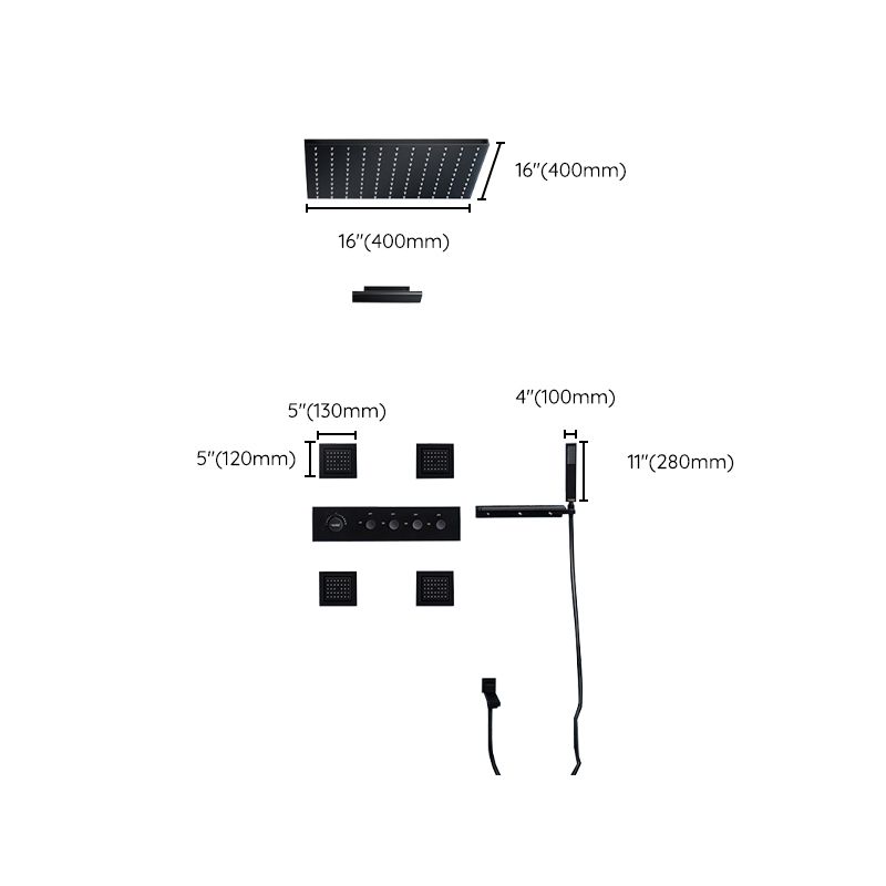 Modern Shower Faucet Adjustable Water Flow Rain Shower Head Shower System in Black