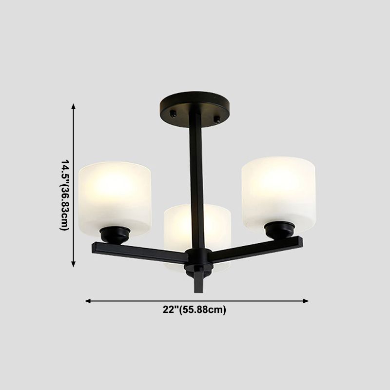 Cylinder Pendant Lights Modernism Glass Pendant Lighting Fixtures in Black