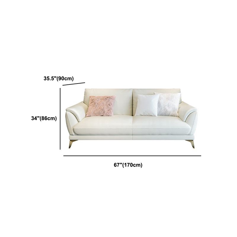 Stain Resistant Leather Contemporary Standard Settee Bench in White