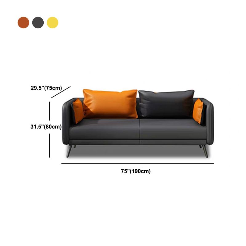 31.49" H Faux Leather Contemporary Tuxedo Arm Sofa Standard Sofa