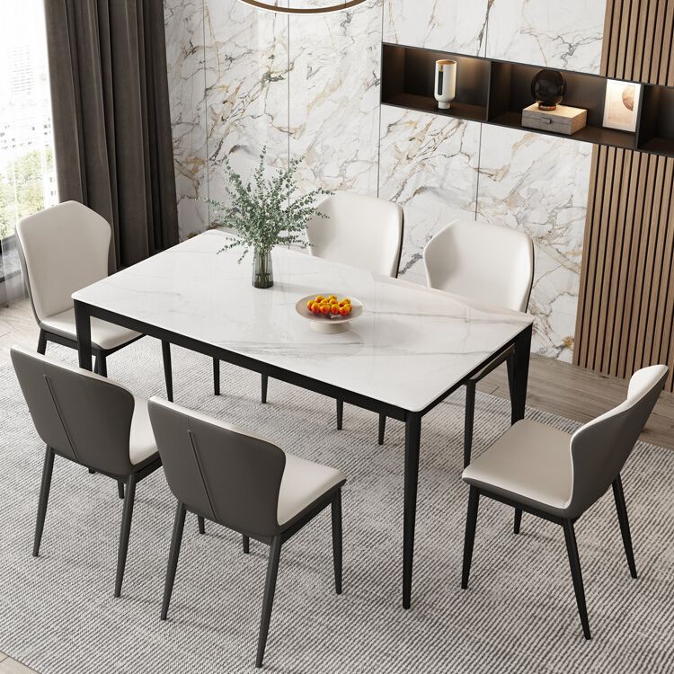 Sintered Stone Top Rectangle Table for Restaurant Modern Dining Table with Metal 4 Legs