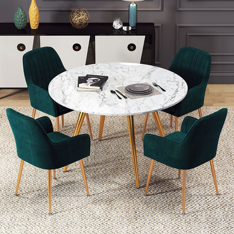 Fauteuil de salle à manger rembourré avec pieds en métal (Ensemble de 2)
