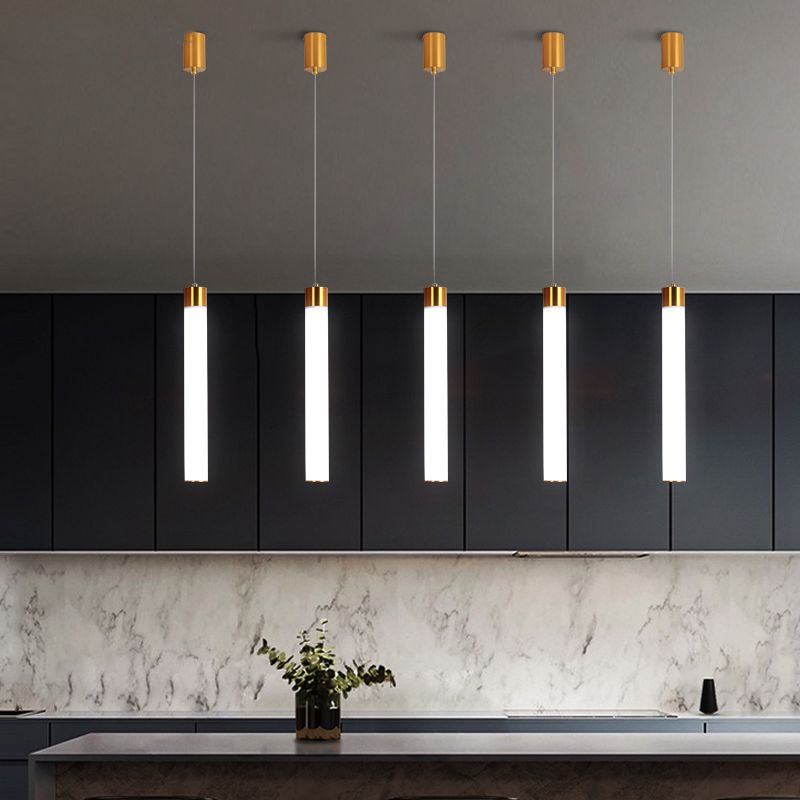 Zeitgenössischer Stil Zylinderform Pendelleuchte Leuchte Metall 1 Lichthängerlampe in Gold