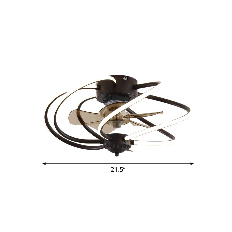 Minimalistische Käfig Deckenlüfter Leichtes Acryl -Esszimmer LED SEMI Flush Mount mit Fernbedienung