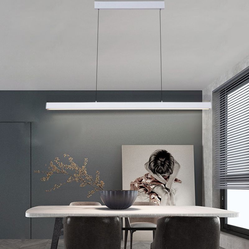 Modern Aluminum Island Light Linear 1-Light Restaurant Hanging Lamp with Acrylic Shade