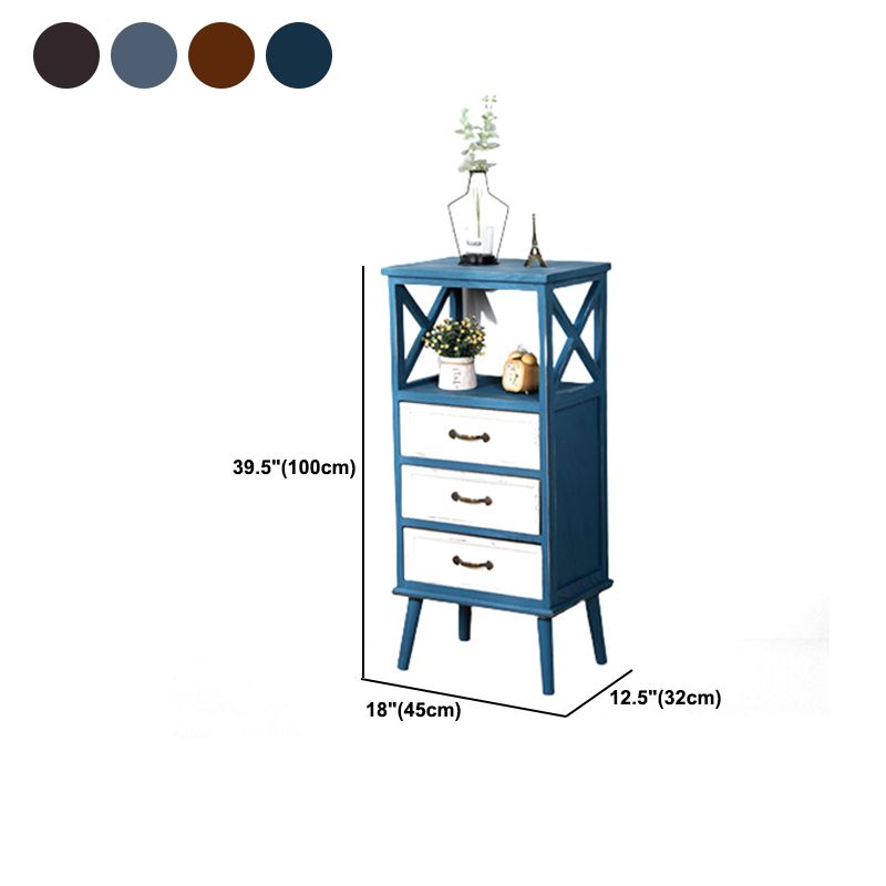 Contemporary Wood Accent Chest with Drawers and Shelf 12.59" Wide
