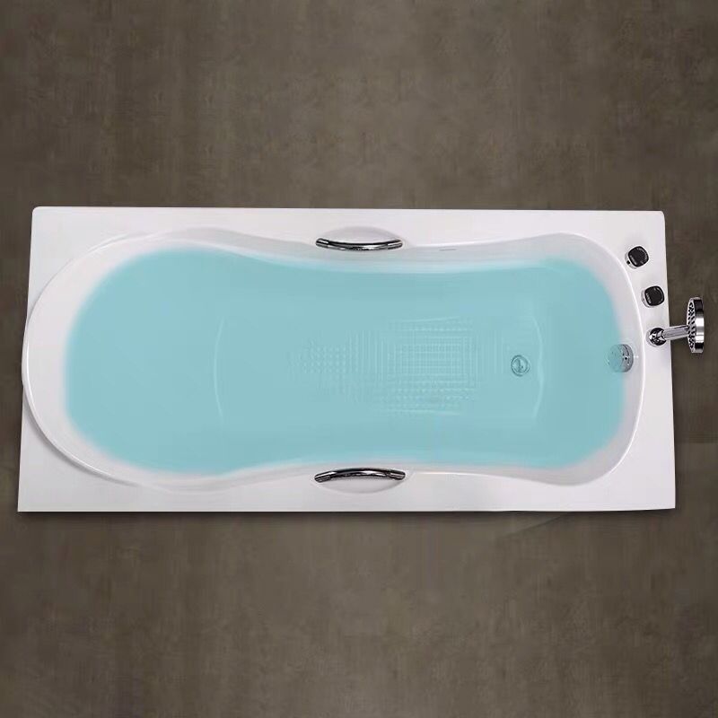 Modern Rectangular White Bathtub Back to Wall with Drain Bath Tub