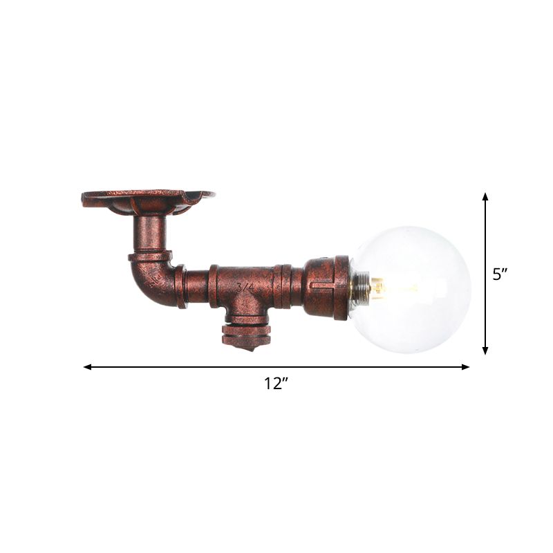Klarglas Kupfer Semi-Flush Mount Kugel 1 Birne Antike LED Flush Deckenleuchte