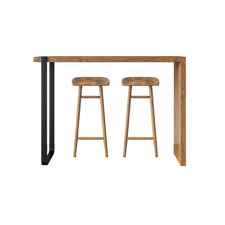 1/2/3 Pieces Industrial Rectangle Pub Table Set Wooden Counter Table with Backless Stools