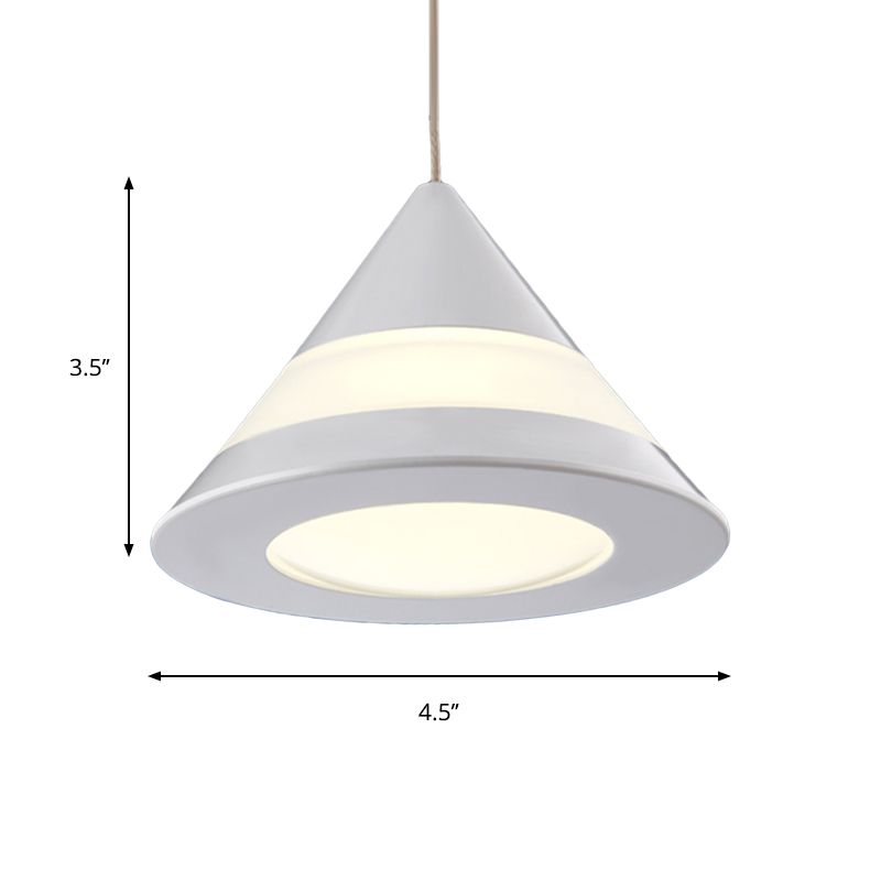 Cono blanco simple colgante colgante de metal claro 3 luces 3 luces de comedor luz de suspensión en cálido/blanco
