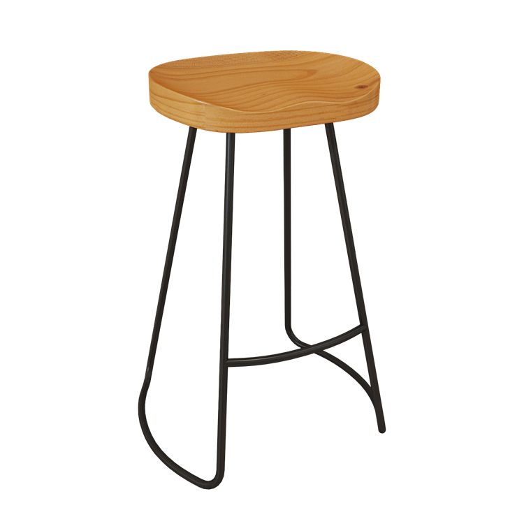 Industrial Style Bar-stool Wooden Counter Bar Stool with Metal Legs for Restaurant