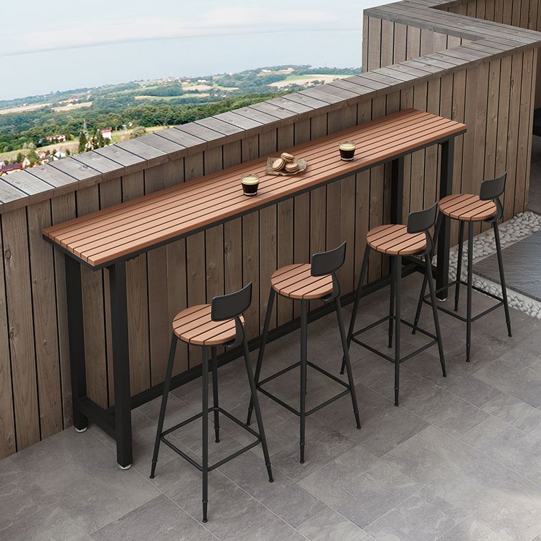 Modern 1/5 Pieces Bar Table Set Rectangle Plastic Wood Counter Table with High Stools