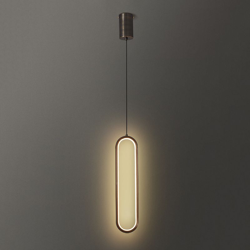 Simplicity Style Pendant Lighting Fixture Oblong LED Pendant Light Kit with Metal Shade
