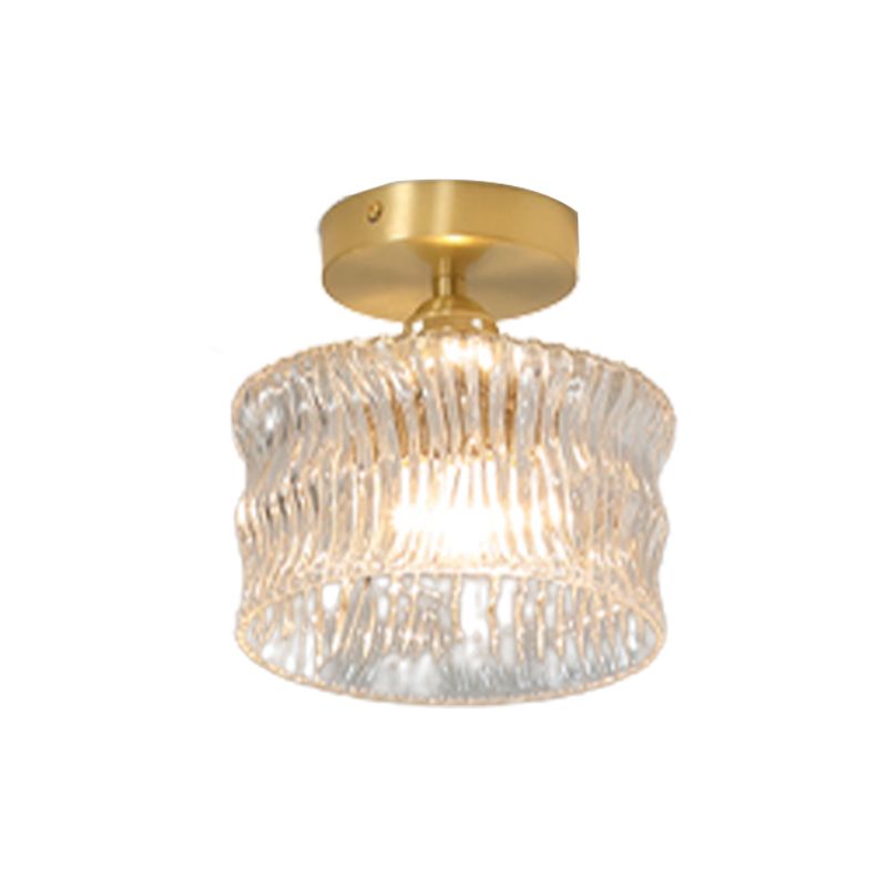 Modern Metal Ceiling Light Geometric Shape Flush Mount with Glass Shade for Living Room