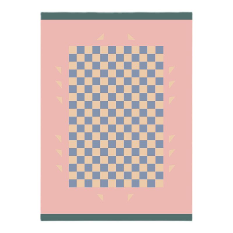Pink Modern Carpet Plaid Pattern Polyester Area Rug Easy Care Rug for Home Decor