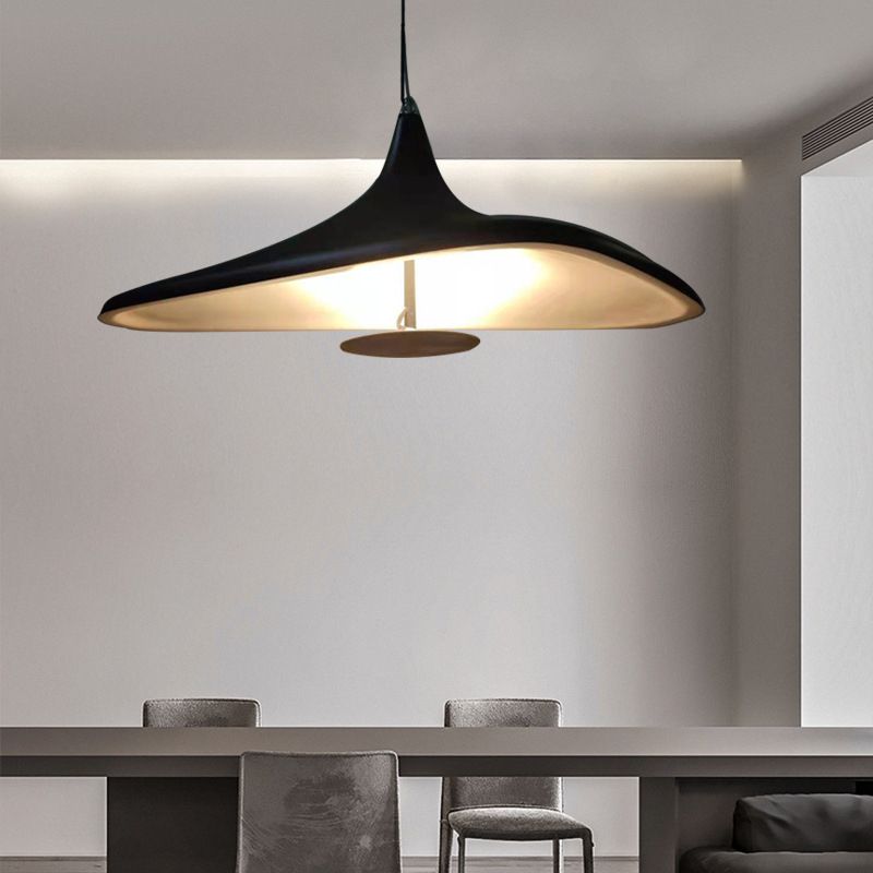 Black Hat Shaped Chandelier Light Fixture Art Deco Resin LED Pendant Lighting for Diner