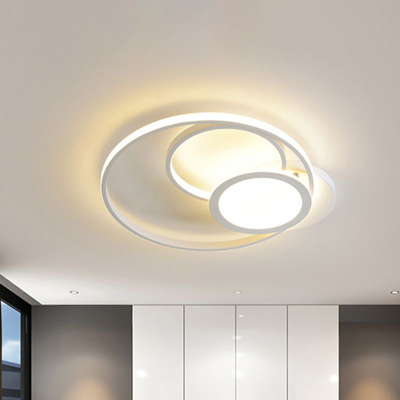 Plafonnier multi-anneaux moderne en acrylique noir/blanc, luminaire encastré à LED pour chambre à coucher en blanc chaud/blanc