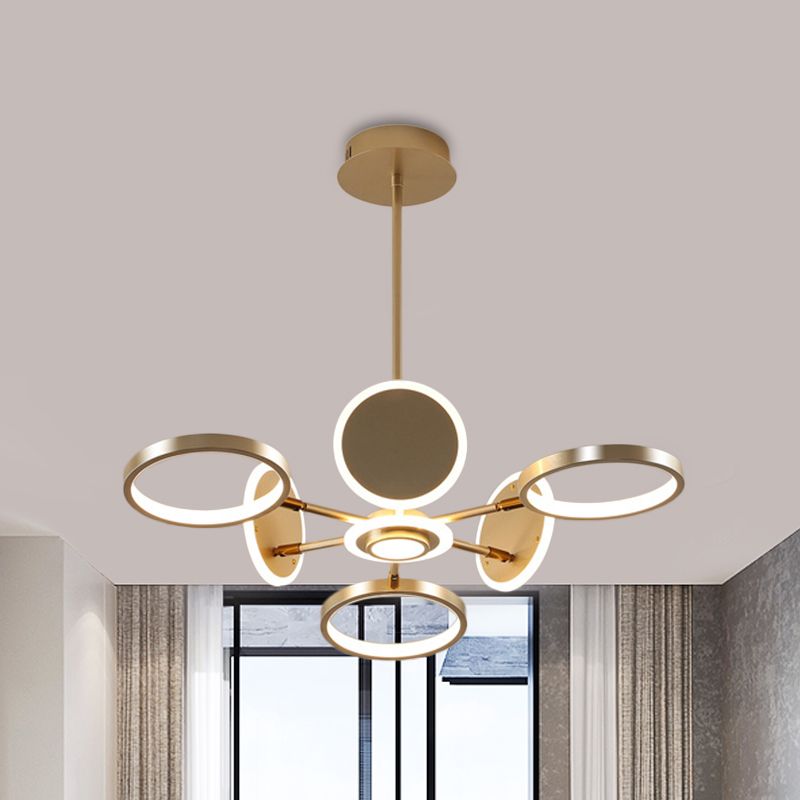 Lampada lampadario in metallo ad anello regolabile lampada nera contemporanea nera/oro 6 lampadine LED BIFFING PENDANT LUCE per sala da pranzo