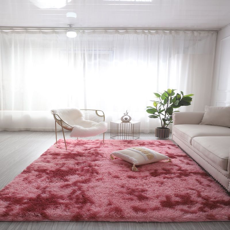 Color Mixed Living Room Carpet Casual Tie-Dye Effect Area Rug Polyester with Non-Slip Backing Rug