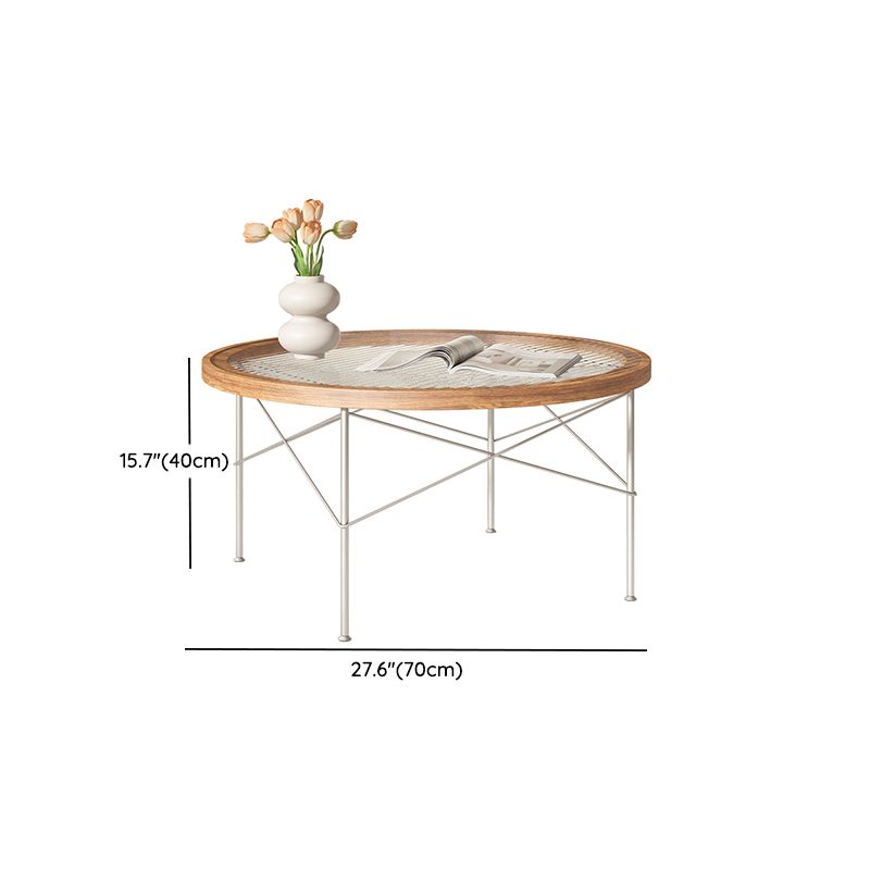 Tropical Style Glass Coffee Table Round 4 Legs Cocktail Table
