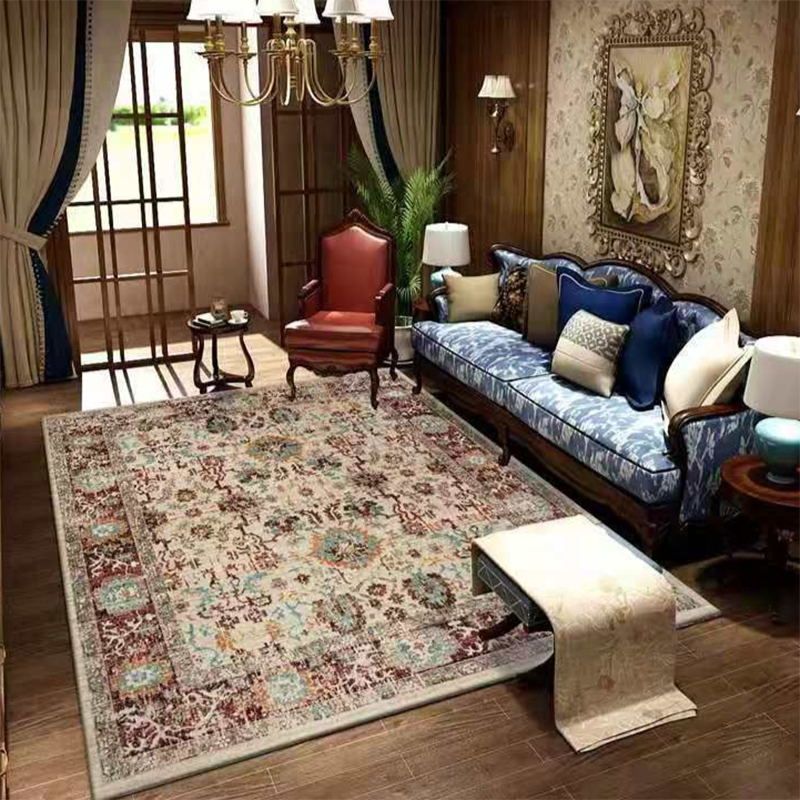 Red Retro Indoor Teppich Polyester Medaillon Teppich Nicht-splitierter Rückschlagteppich für Wohnzimmer