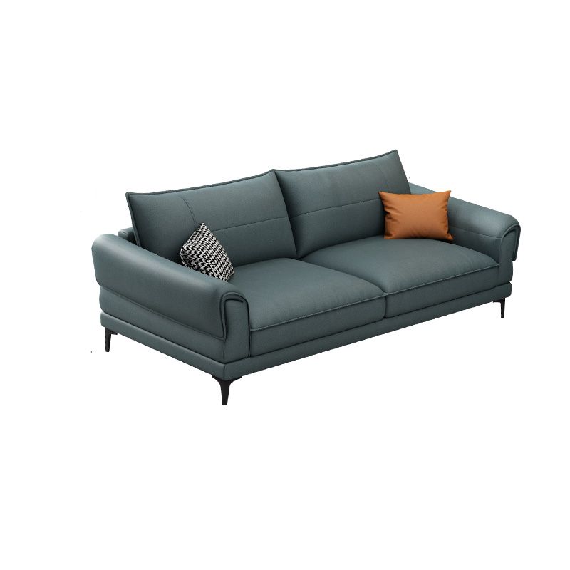 Faux Leather Stain Resistant Contemporary Flared Arm Sofa Couch
