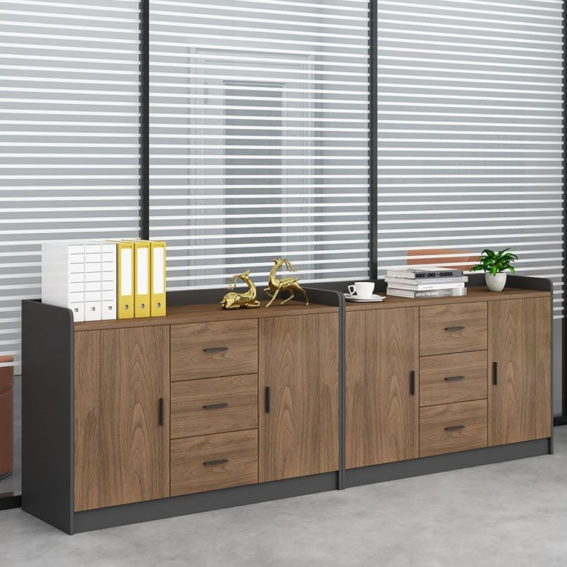 Modern Brown Engineered Wood Filing Cabinet with Drawers for Home Office