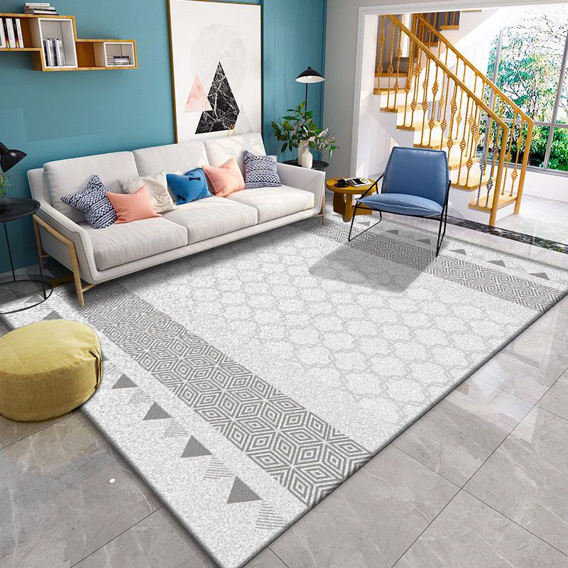 Brown Modern Rug Polyester Geometric Area Rug Non-Slip Backing Carpet for Home Decor