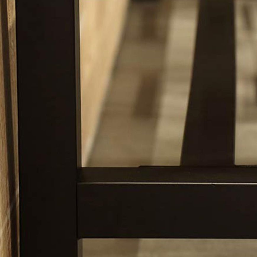 Wood Top Bar Table Modern Metal Base Dining Table for Coffee Room