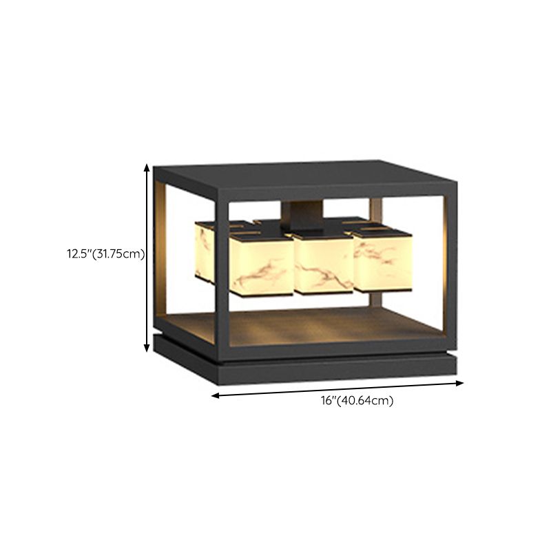 Modern Simple Metal Outdoor Light Cube Shape Waterproof Pillar Lamp for Outdoor