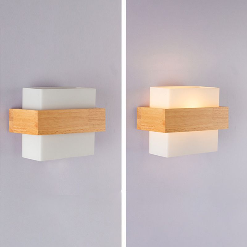 Modern de estilo simple de estilo geométrico Diconteo de madera de madera 1 apliques de luz en marrón