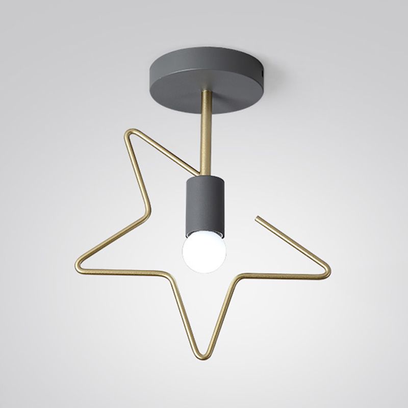 Metal Unique Shade Flush Ceiling Light Modern Style 1 Light Flush Mount Fixture