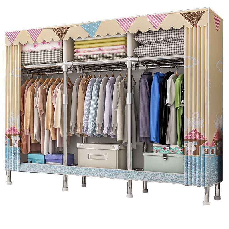 Contemporary Wardrobe Armoire with Shelves Steel Wardrobe Closet for Home