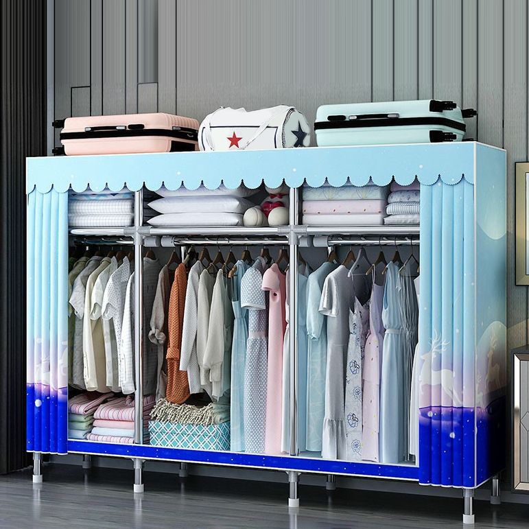 Contemporary Wardrobe Closet with Shelves Steel Wardrobe Cabinet