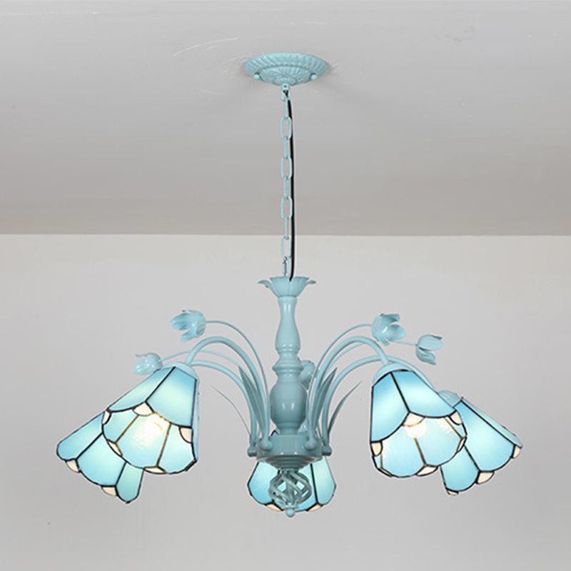 Pendant Conical Chandelier Lumière 3/6/8 LUMIÈRES TOLÉS VOIE BAROQUE MOTE DE LAMPE PROSIBLE EN BLEU / BLEU DARK POUR LE SOIR