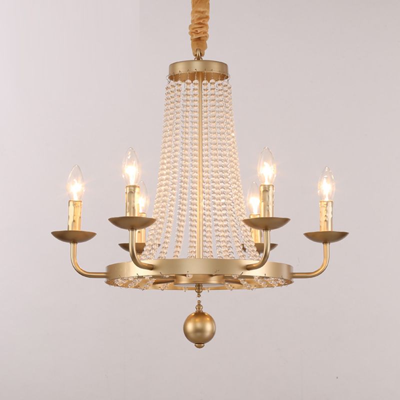 Candelabra Crystal Chandelier Lighting Fixture Countryside Living Room Pendant Light