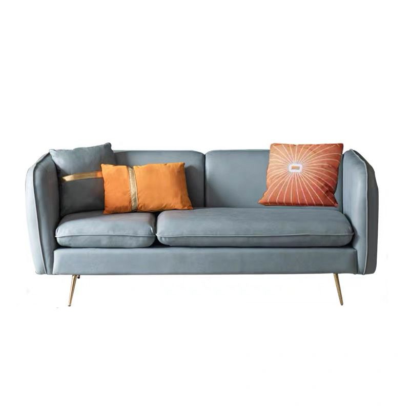 Modern Standard Faux Leather Sofa 3 Seater Square Arm Sofa for Living Room