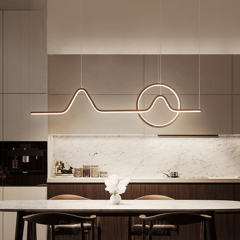 Metal Lines Island Lighting Fixture Contemporary Style LED Island Ceiling Light for Dinning Room