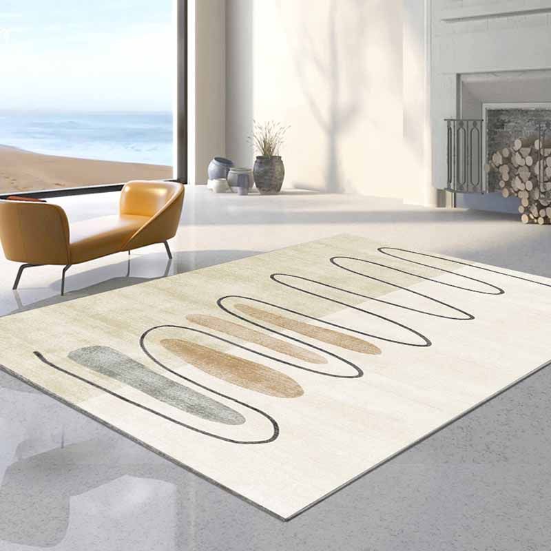 Leisure Polyester Carpet Contrast Panel Area Rug Non-Slip Backing Indoor Carpet for Living Room