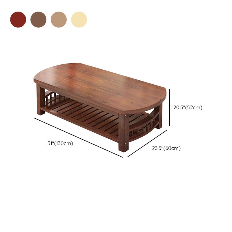 20"H Contemporary Coffee Table Solid Wood Storage Cocktail Table