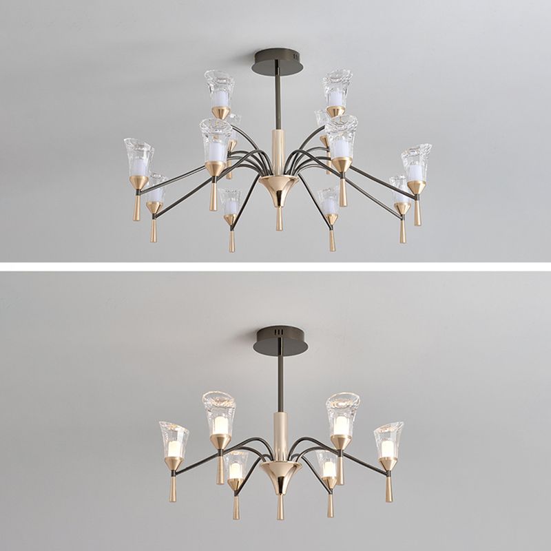 Conical Chandelier Postmodern Acrylic Gold Suspension Light for Living Room