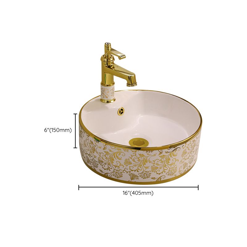 Glam Vessel Lavatory Sink Oval Porcelain with Faucet Vessel Sink