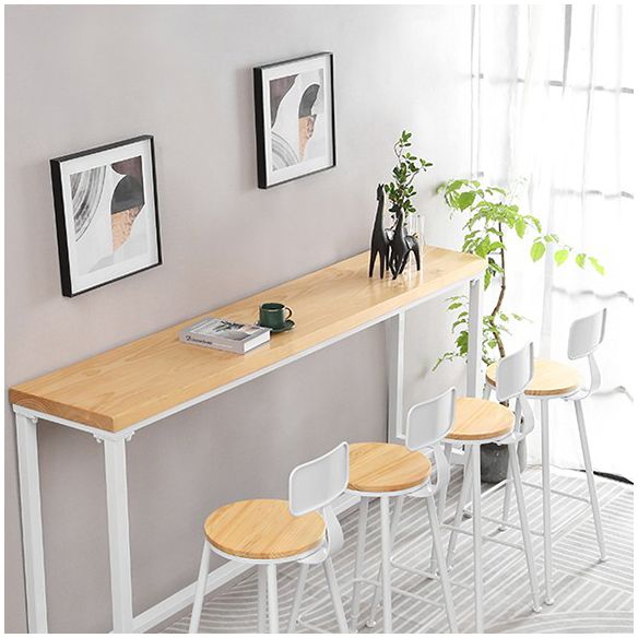 Contemporary Backless Counter Stool Pine Wood Armless Barstool with White Sled Base