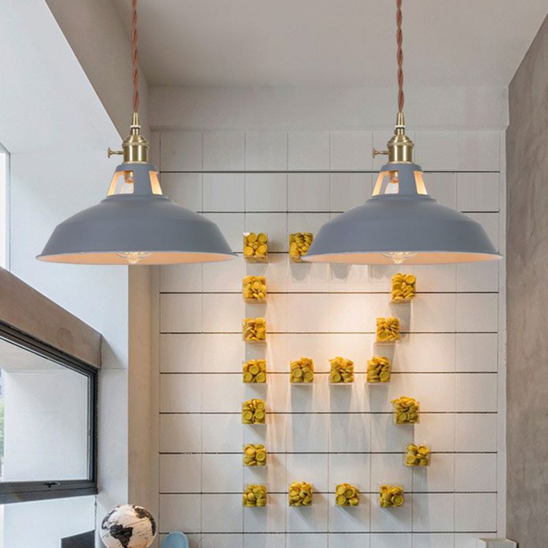 Scheunengeformte Suspension leichte Makkaron Metall 1-Licht-Restaurant Drop-Anhänger mit Entlüftungsdesign